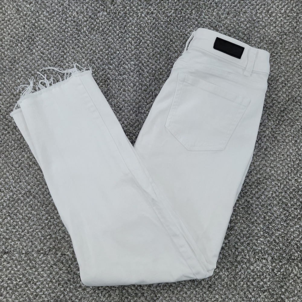 Kenneth Cole New York‎ Womens White Button Fly Raw Hem Straight Leg Jeans Size 4